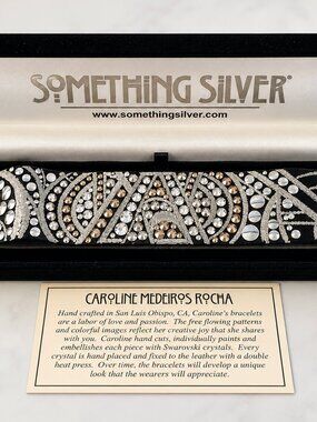 Caroline Rocha Swarovski Crystal Leather Cuff Bracelet NIB